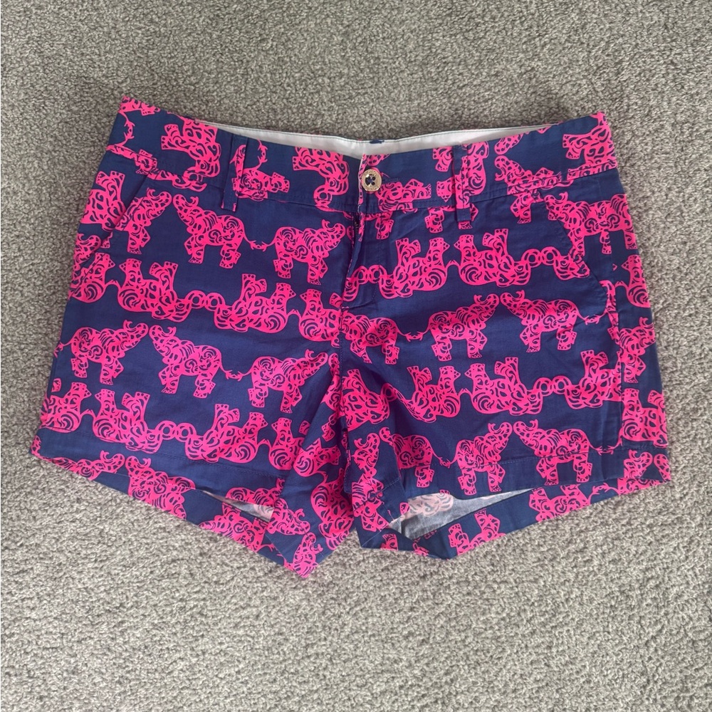 Lilly Pulitzer Women's Pink and Blue Patterned Shorts